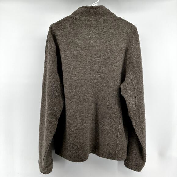 Ibex Full Zip Sweater Jacket Mock Neck Logo Colorblock Brown Gray Large - Picture 5 of 5